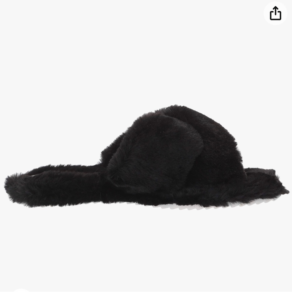 Vince Camuto Kortendie Black Faux Fur Slip On Slide Slippers Size 9M - Picture 8 of 12